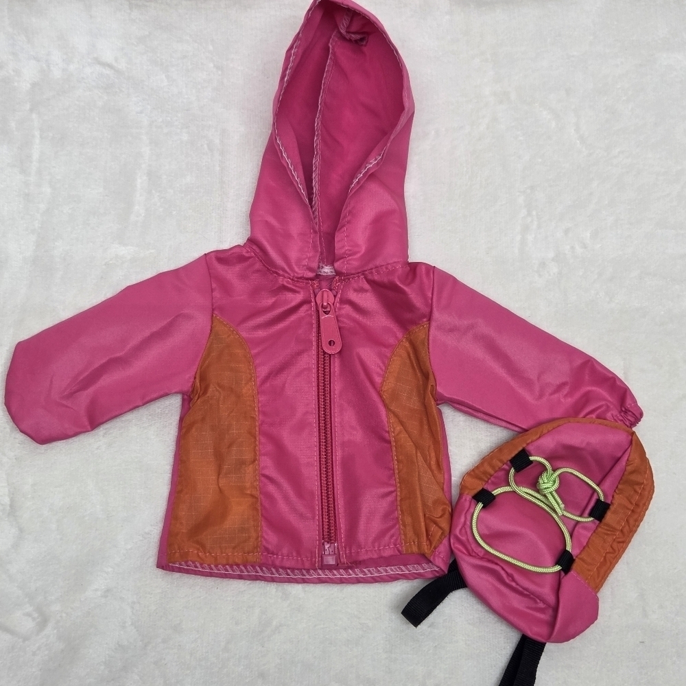 Bright Pink & Orange Hooded Jacket & Backpack Set for 18-inch Dolls My life-size - Picture 2 of 9